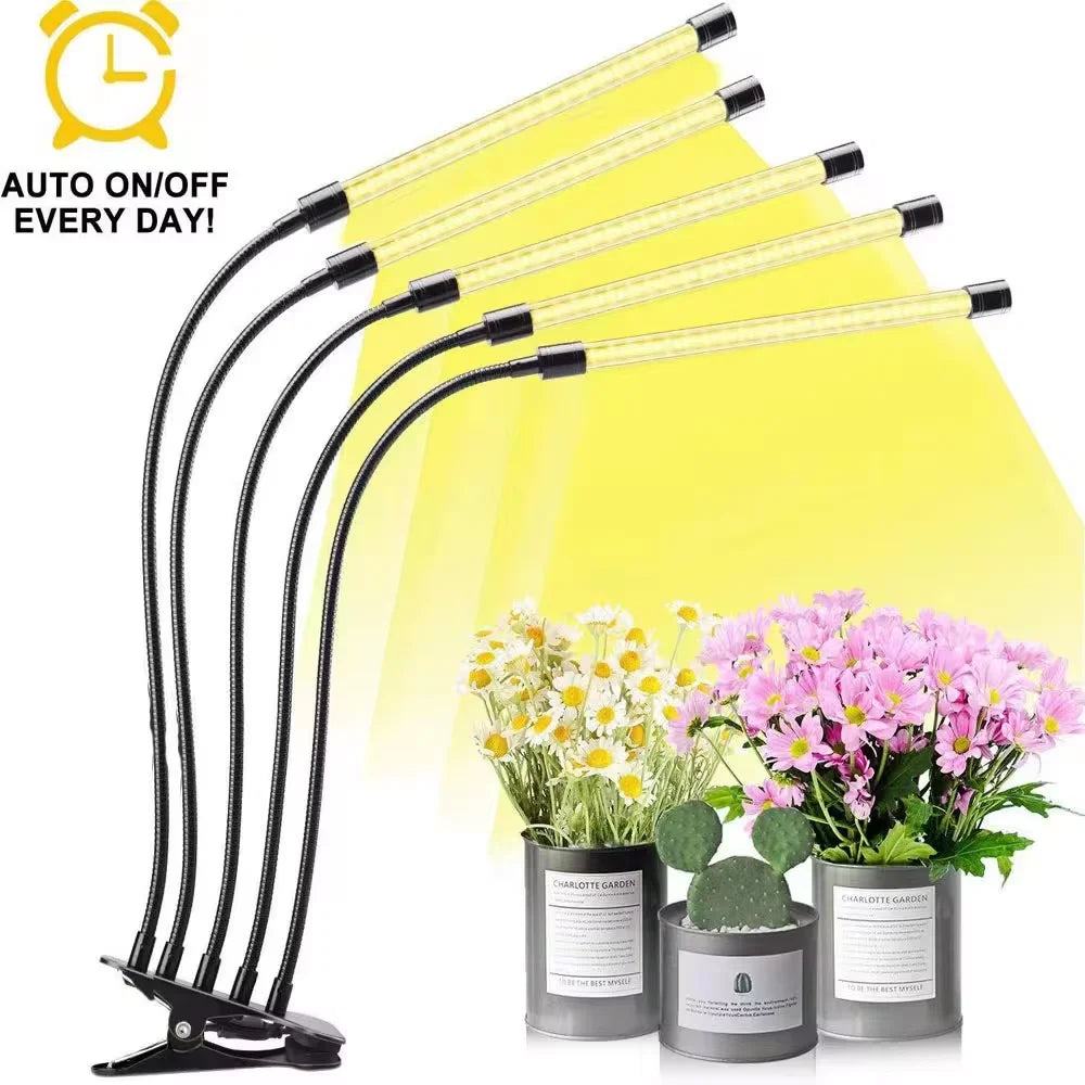 LED plant growth light, plant light clip, timed full spectrum sunlight, succulent flower herb seedling supplement light