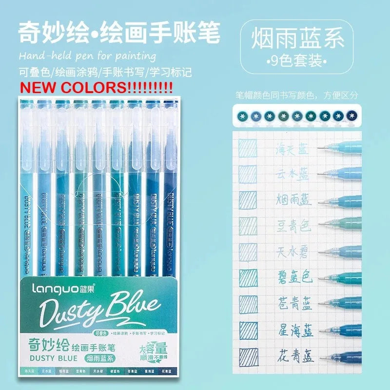 Languo 198/6 PCS Morandi Gel Pen Student Diary Scrapbook Painting DIY Gel Pen Set Coloring Book Drawing Pen School Supplies