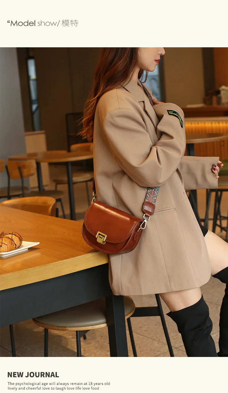 2023 New Style Real Leather Women's Bag Vegetable Tanned Genuine Cow Leather Single Shoulder Messenger Bag Lady Popular Purse