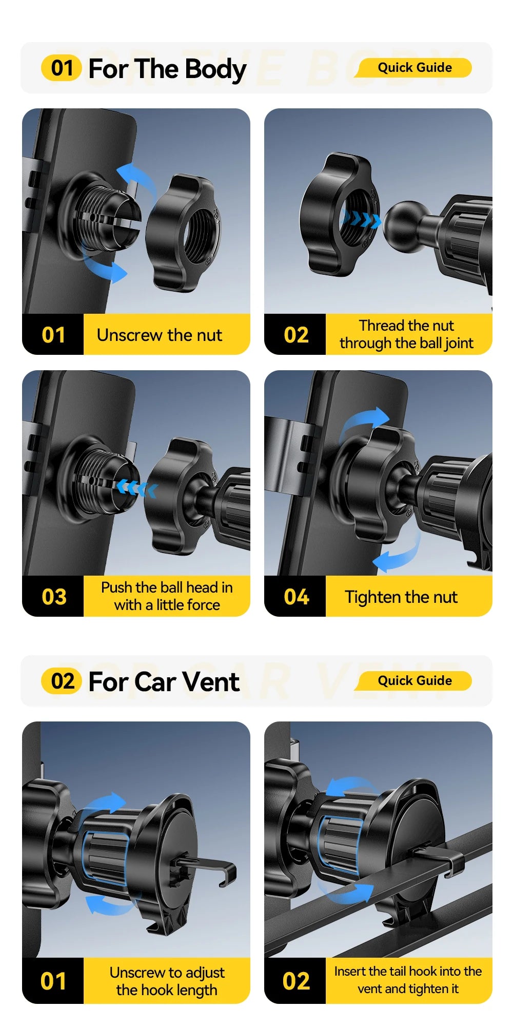 Essager Gravity Car Phone Holder Air Vent Clip Mount Mobilephone Stand For 4.7-6.5 Inch Phone  For iPhone 16 15 14 13 Pro Xiaomi