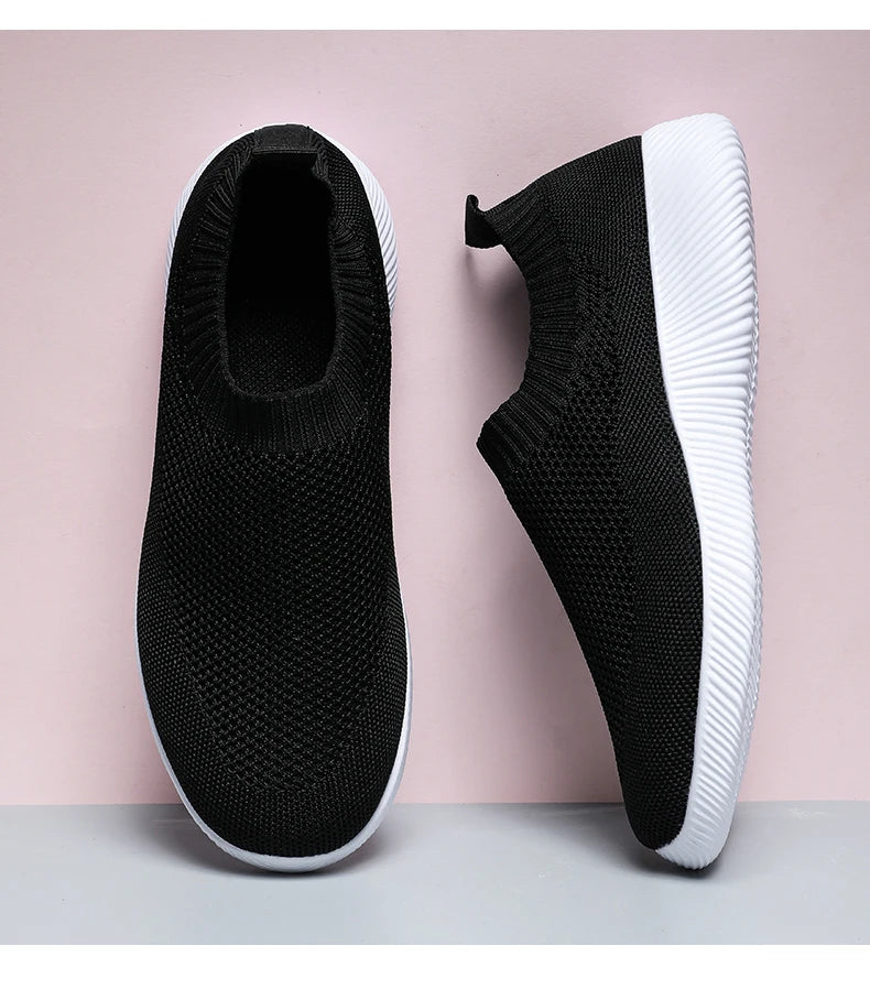 2024 Spring Women Shoes Knitting Sock Sneakers Women Flat Shoes Casual Breathable Sneakers Flats Walking Shoes for Women