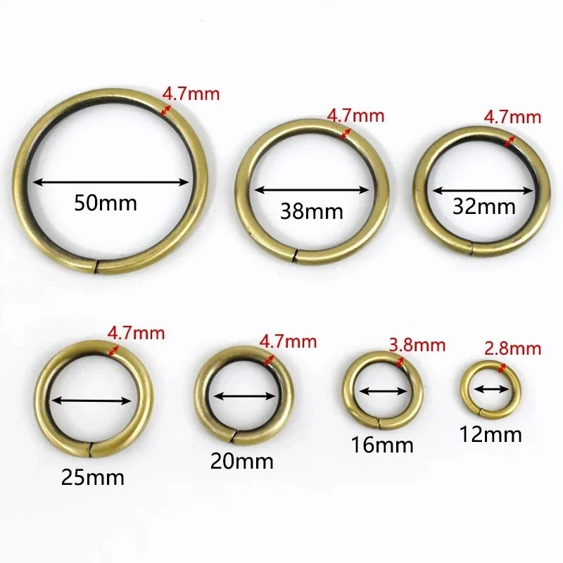 5Pcs 13-50mm Metal O Ring Buckles for Bag Strap Circle Connector Clasp Dog Collar Belt Buckle Chain Hooks Loop DIY Accessories