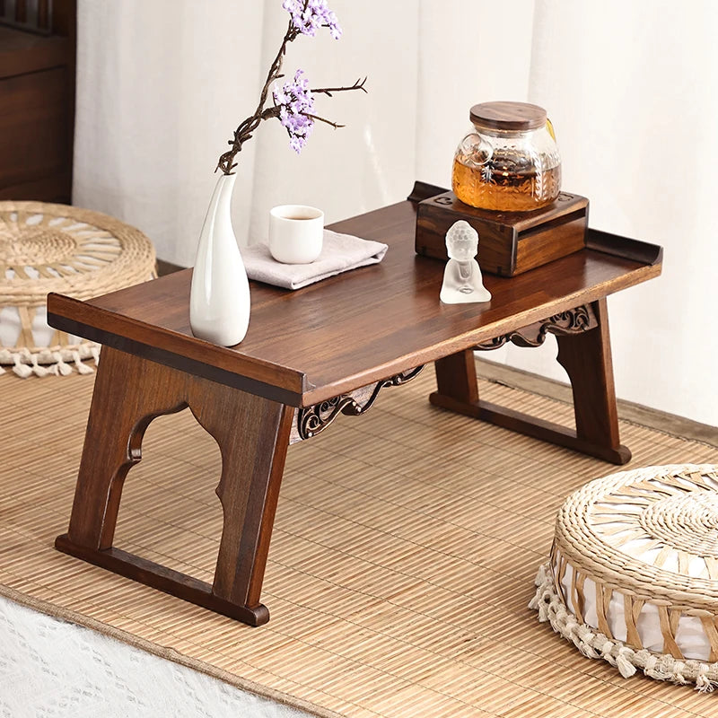 Wooden Tatami Bed, Wooden Bay Window Coffee Table, Foldable Window Seat Desk, Balcony Tea Table, Wooden Window Sill Table