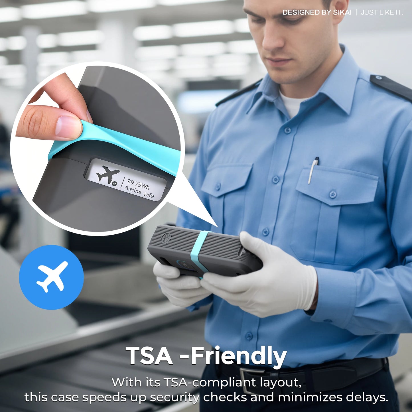 SIKAI Silicone Protective Case for Anker 300W 26250Mah PowerBank Travel-Friendly with Cable Storage Airplane Safe