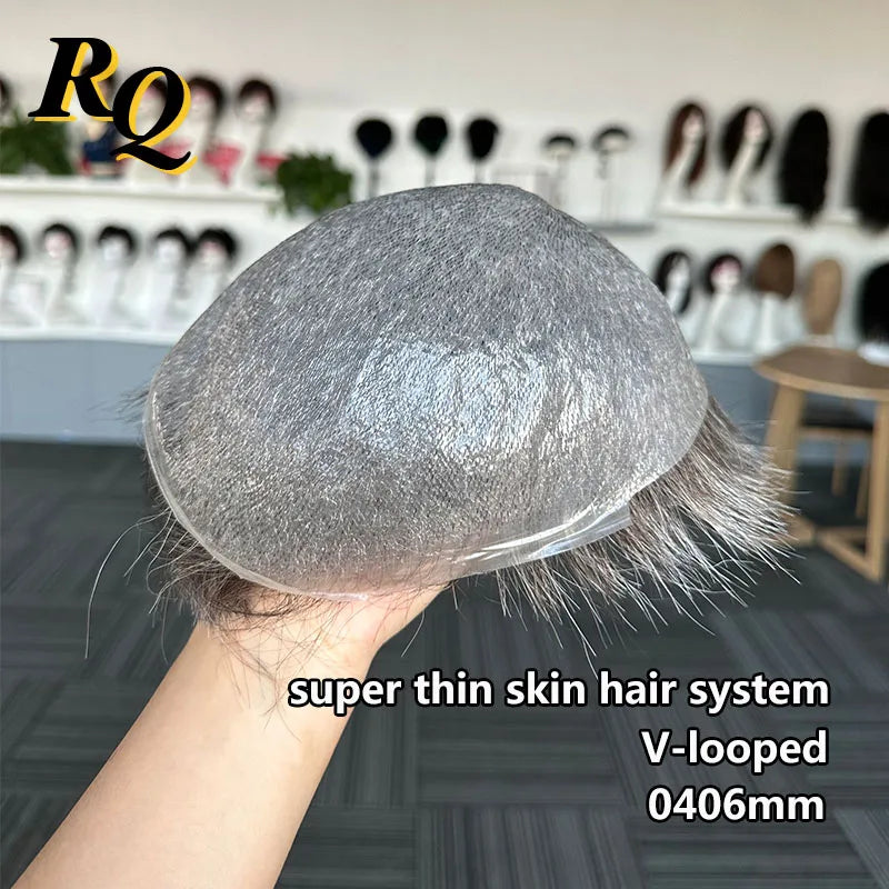 Pre Styled Cut Toupee Men Wig Thin Skin 0.04-0.06 Hair Replacement Systems Ready Wear Human Hair Male Wig Hombre Peruk Capillary