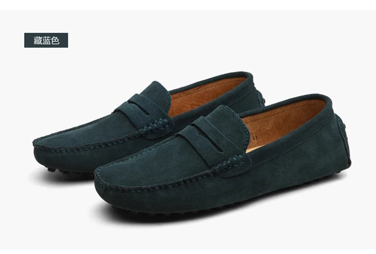 Men's Casual Fashion Genuine Leather Loafers Moccasins Slip-On Driving Shoes 38-50 Size Range Male Flats Comfort Footwear