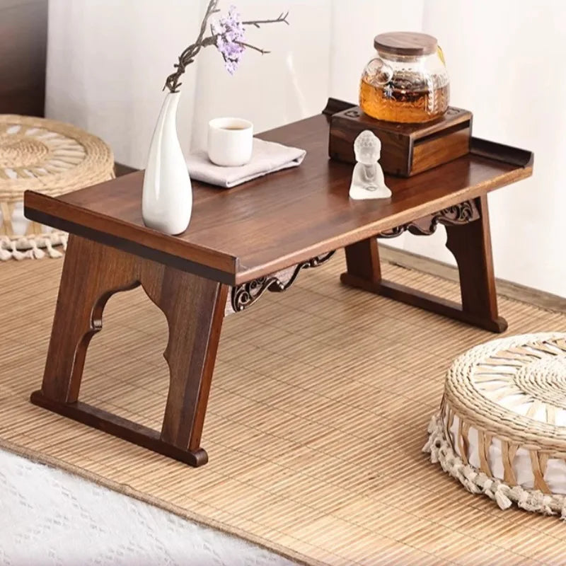 Wooden Tatami Bed, Wooden Bay Window Coffee Table, Foldable Window Seat Desk, Balcony Tea Table, Wooden Window Sill Table