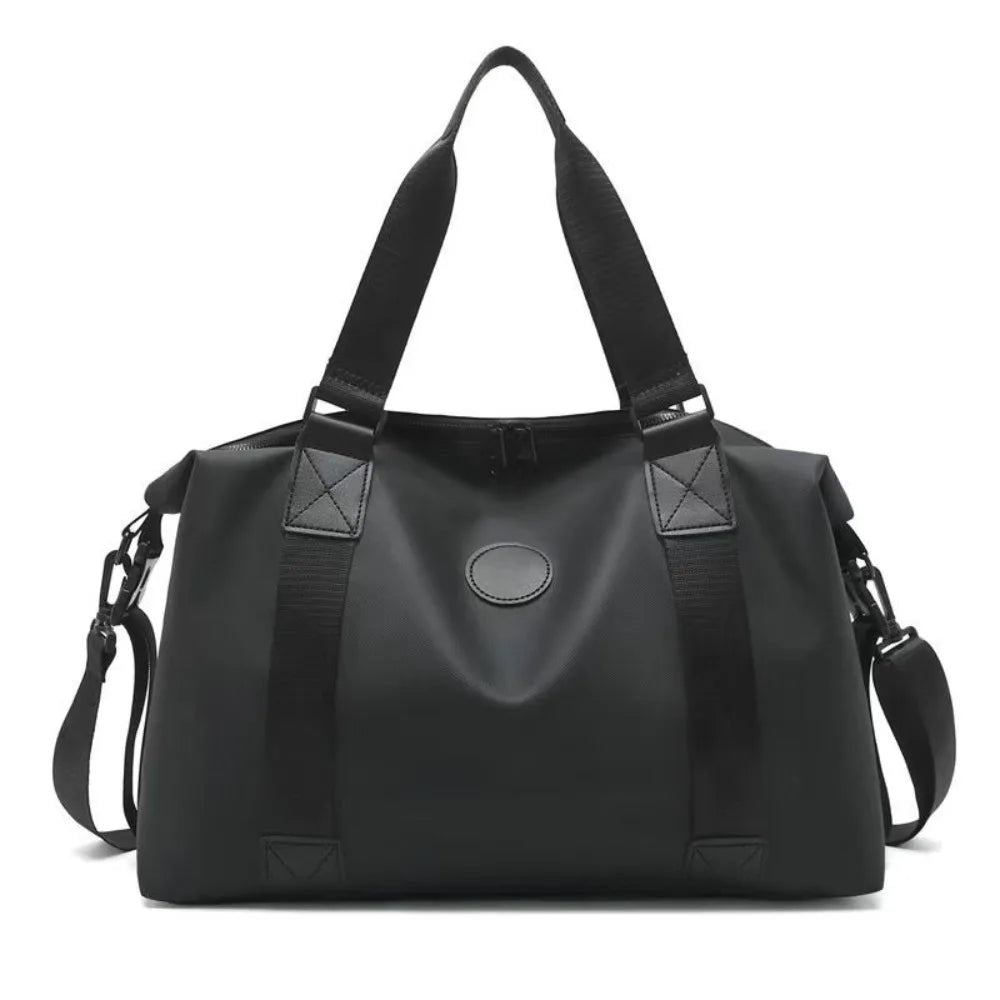 Large-Capacity Womens Travel Tote Bags Solid Color with Zipper Gym Fitness HandBag Overnight Bag Duffel Bag Sports Shoulder Pack