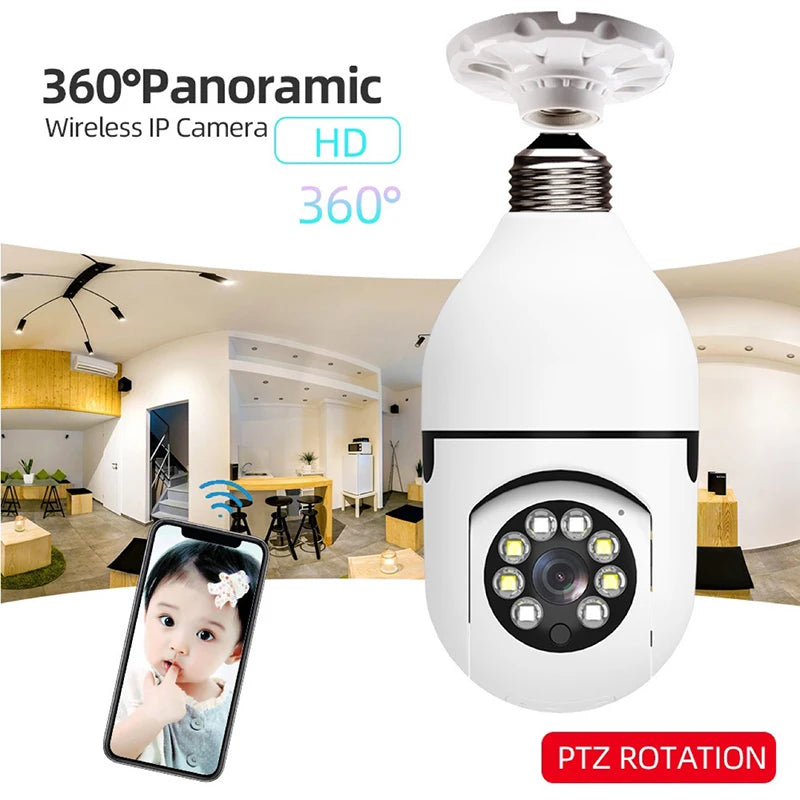 Bulb E27 Surveillance Camera Full Color Night Vision Automatic Human Tracking Zoom Indoor Security Monitor Wifi Miini IP Camera