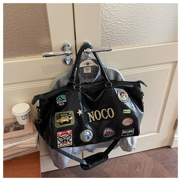 Fitness Travel Bag Suitable for Both Men and Women, Can Be Carried by Hand, Worn over the Shoulder or Cross-Body， Pu Leather Bag