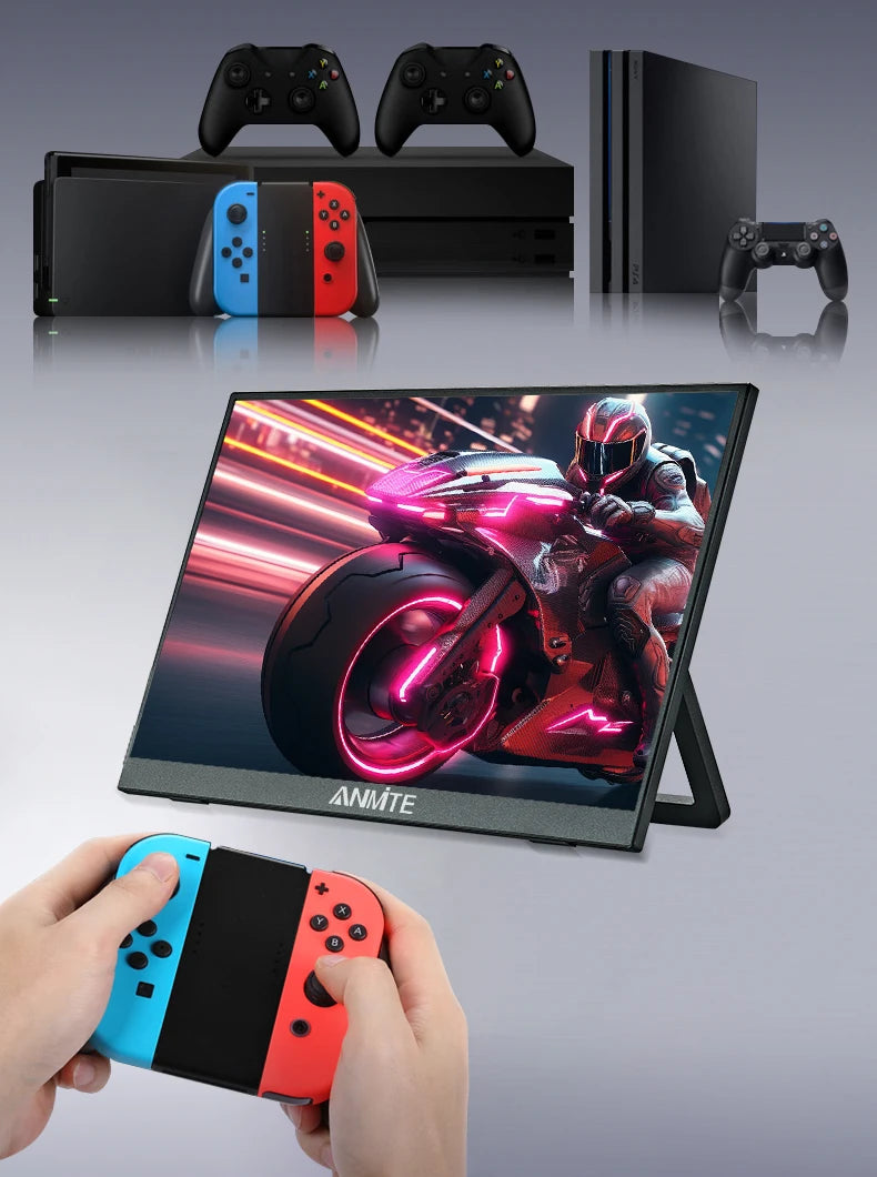 Anmite 16-Inch Portable Touch Monitor Non-touch optional 1200P HDR 16:10 For XBox PS4 / 5 Switch Cell Phone PC Loptop Extension