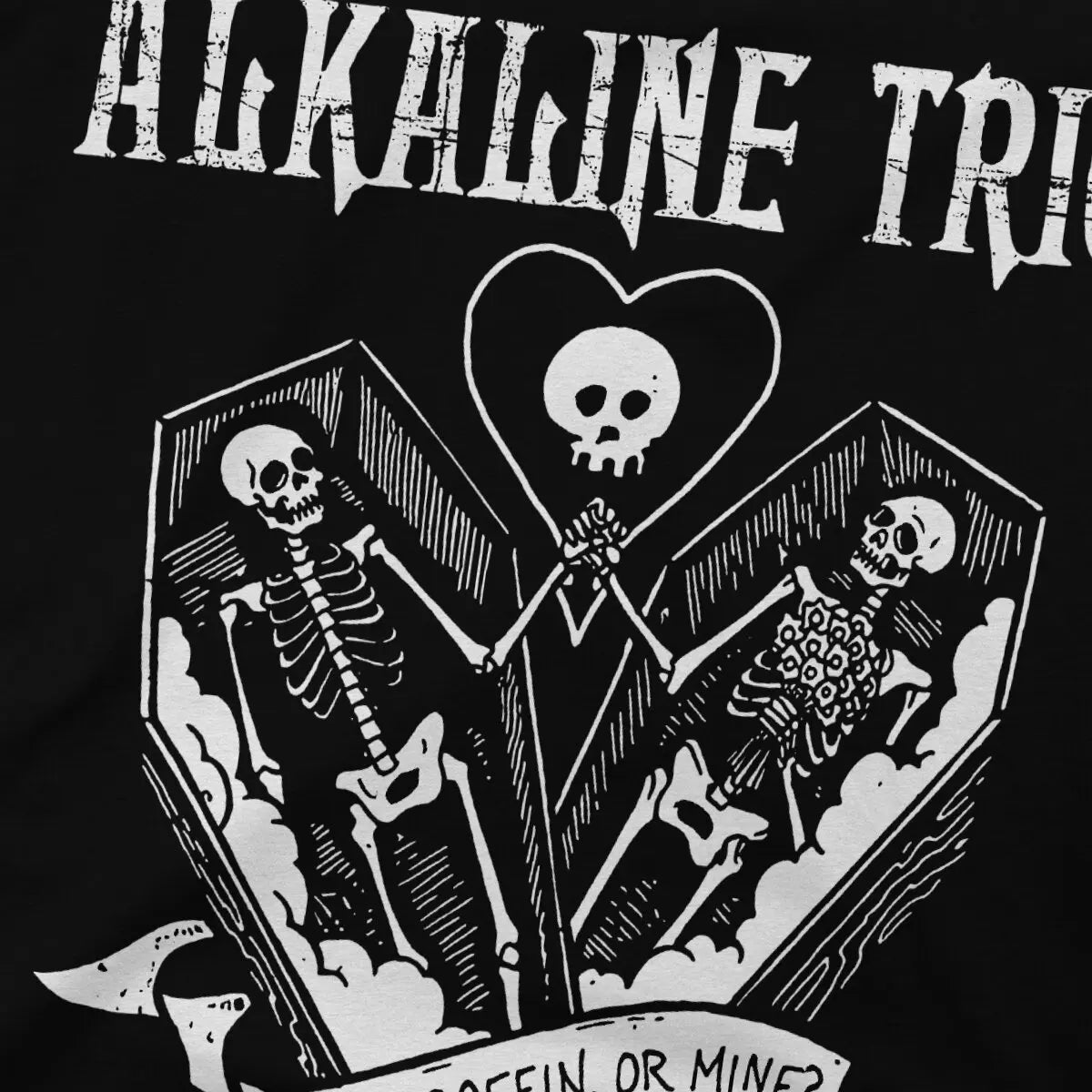 Alkaline Trio Creative TShirt for Men PUNK  Your Coffin Or Mine Round Neck Basic T Shirt Distinctive Gift Clothes Tops