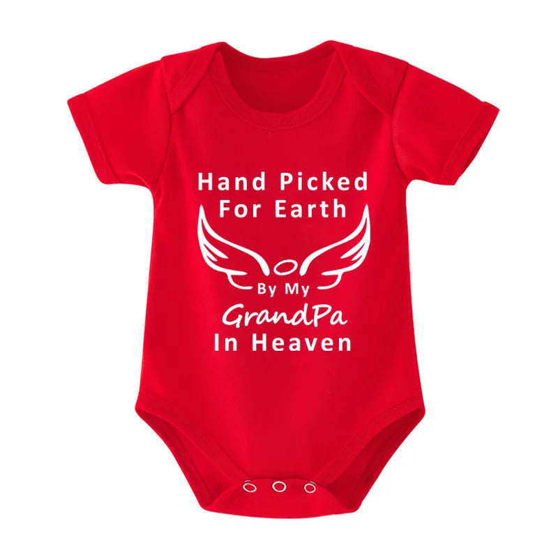 Hand Picked for Earth By My Grandpa/grandma in Heaven Baby Bodysuit Romper Summer Short Sleeve Jumpsuit Onesies
