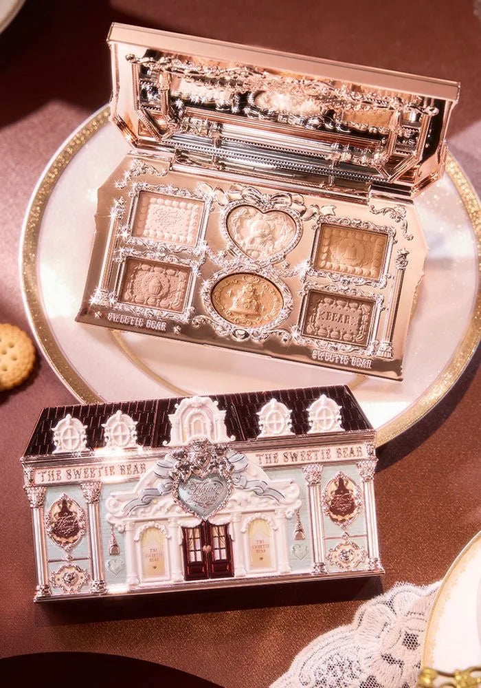 Flower Knows Chocolate SWEETIE BEAR Makeup Set Eyeshadow Palette Matte Lip Mud Blush Long Lasting Black Mascara Cream Original