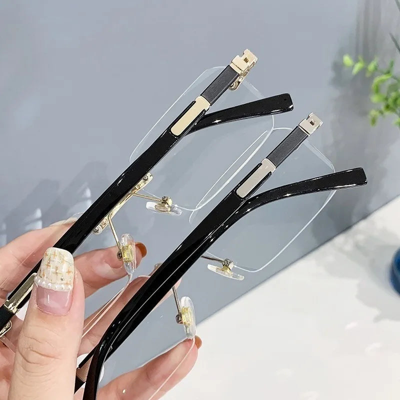 Rimless Frame Reading Glass for Men and Women with Grade +100°~+400°