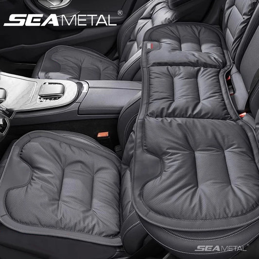 SEAMETAL Nappa Leather Car Seat Cover Universal Winter Seat Cover Soft Breathable Seat Cushion With Waist Pad Comfortable Mats