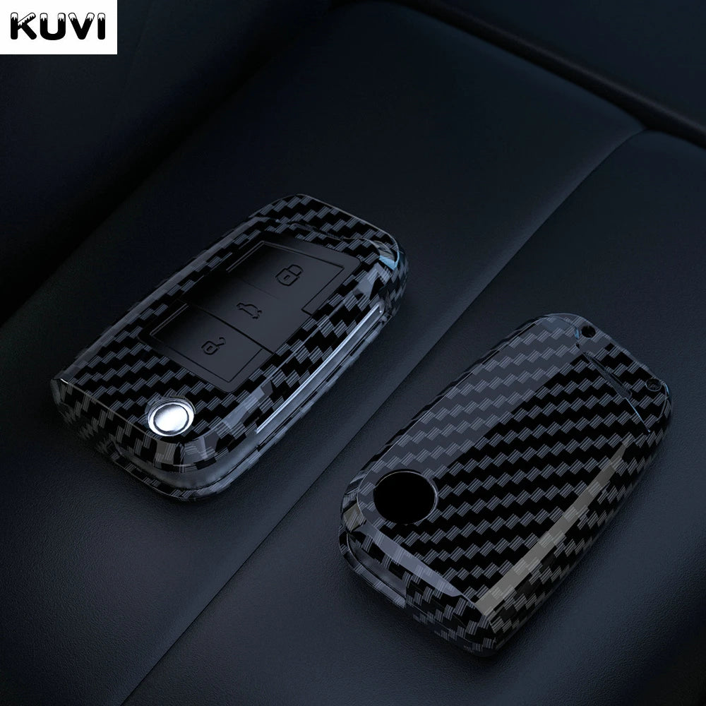 Carbon Fiber ABS Car Key Case Cover Shell For VW Volkswagen Polo Tiguan Passat Golf 7 MK Jetta Skoda Kodiaq Superb Octavia Seat