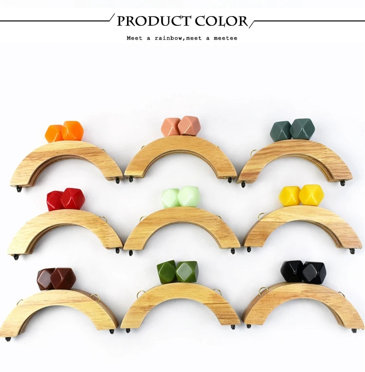 1/2Pcs Deepeel 14cm Wooden Purse Handle Colored Beads Mini DIY Bag Frame Kiss Women Handbag Closure Clasp Handmade Accessories