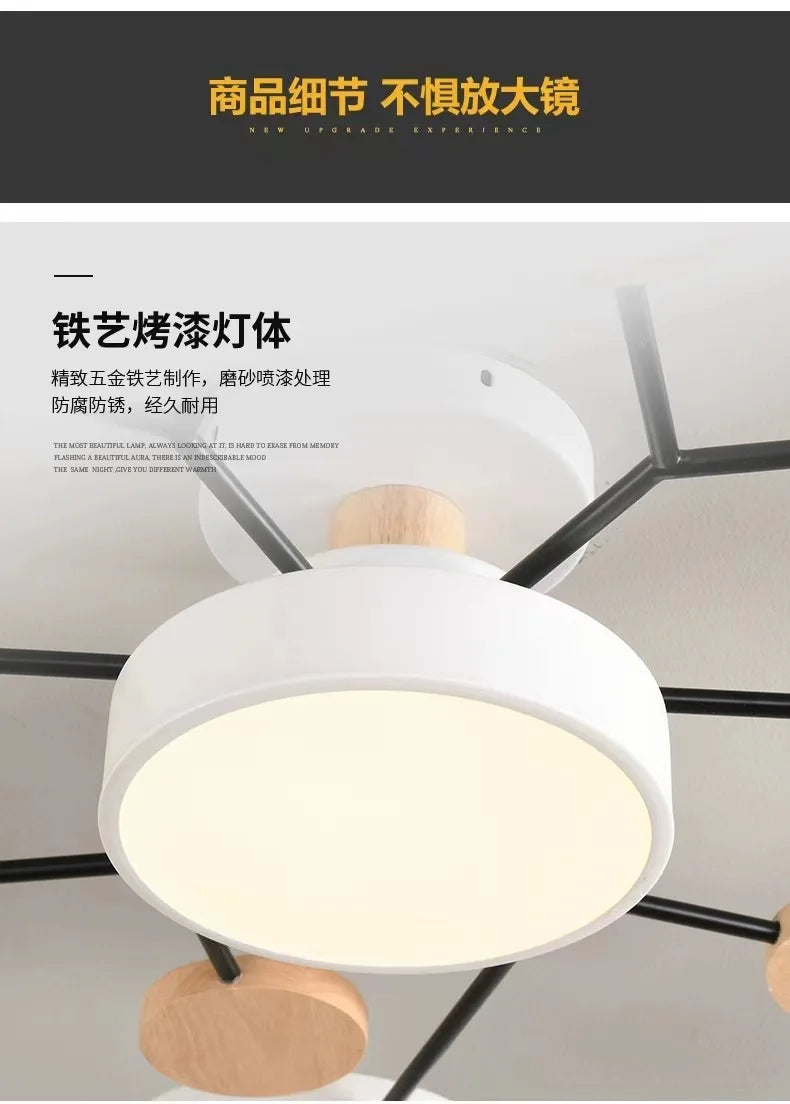 Retro Nordic Minimalist Four Head Six Head Restaurant Lighting Living Room Bedroom Lighting Room Ceiling Light Cross border
