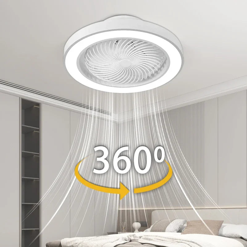 360 Degree Enclosed Circular Fan Light with Remote Control, 3-color Light, Ceiling Light for Living Room, Bedroom, Dining Room