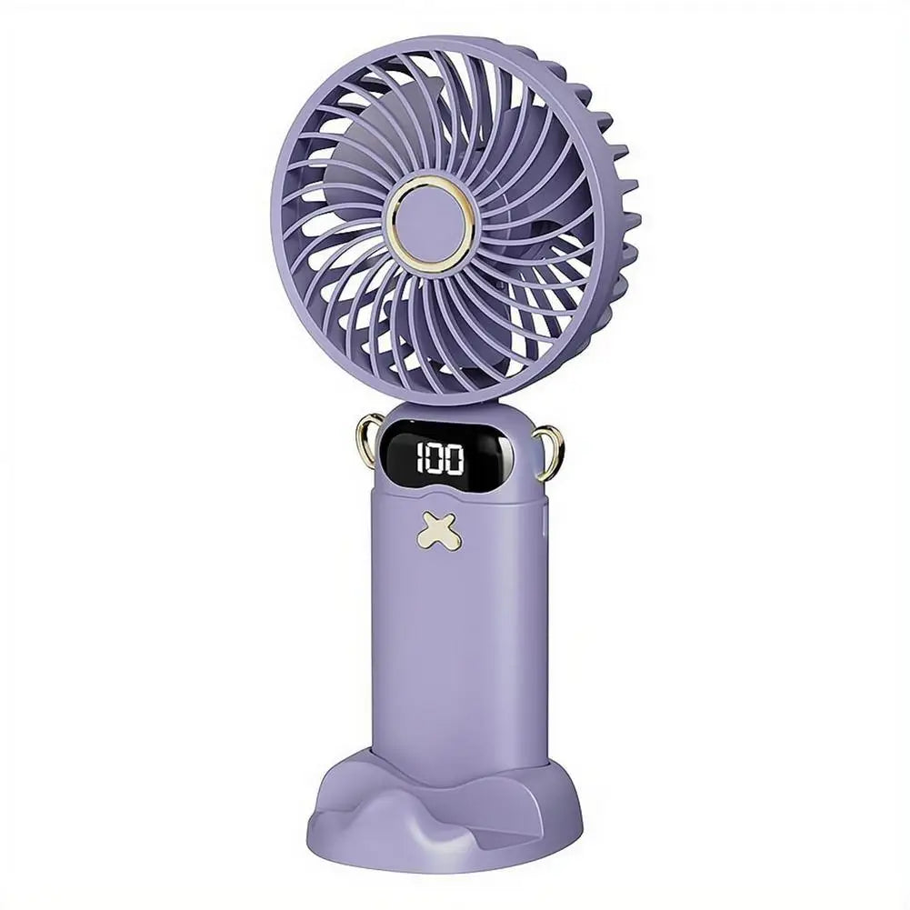 Portable Mini Fan With 6 Speeds LED USB Rechargeable Charging Small Foldable Battery Fans Handheld Desk Bedroom Indoor Outdoor