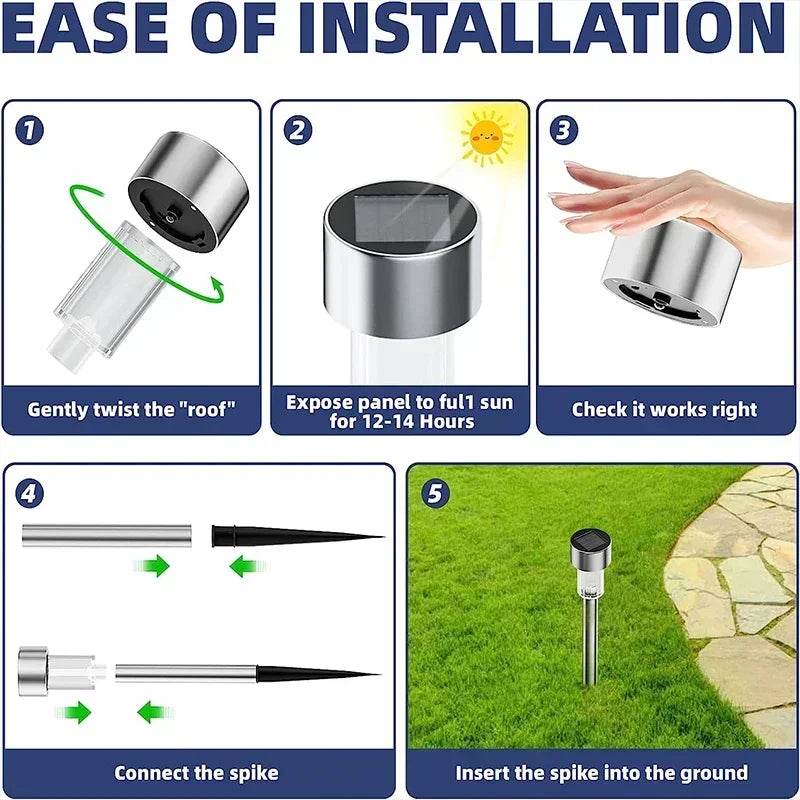 10pcs Solar Garden Light Outdoor Solar Powered Lamp Waterproof Landscape Lantern Lighting for Pathway Yard Lawn Garden Decorati