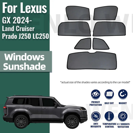 For Lexus GX 2024 2025 Land Cruiser Prado J250 LC250 Magnetic Car Sunshade Front Windshield Curtain Rear Side Window Sun Shade