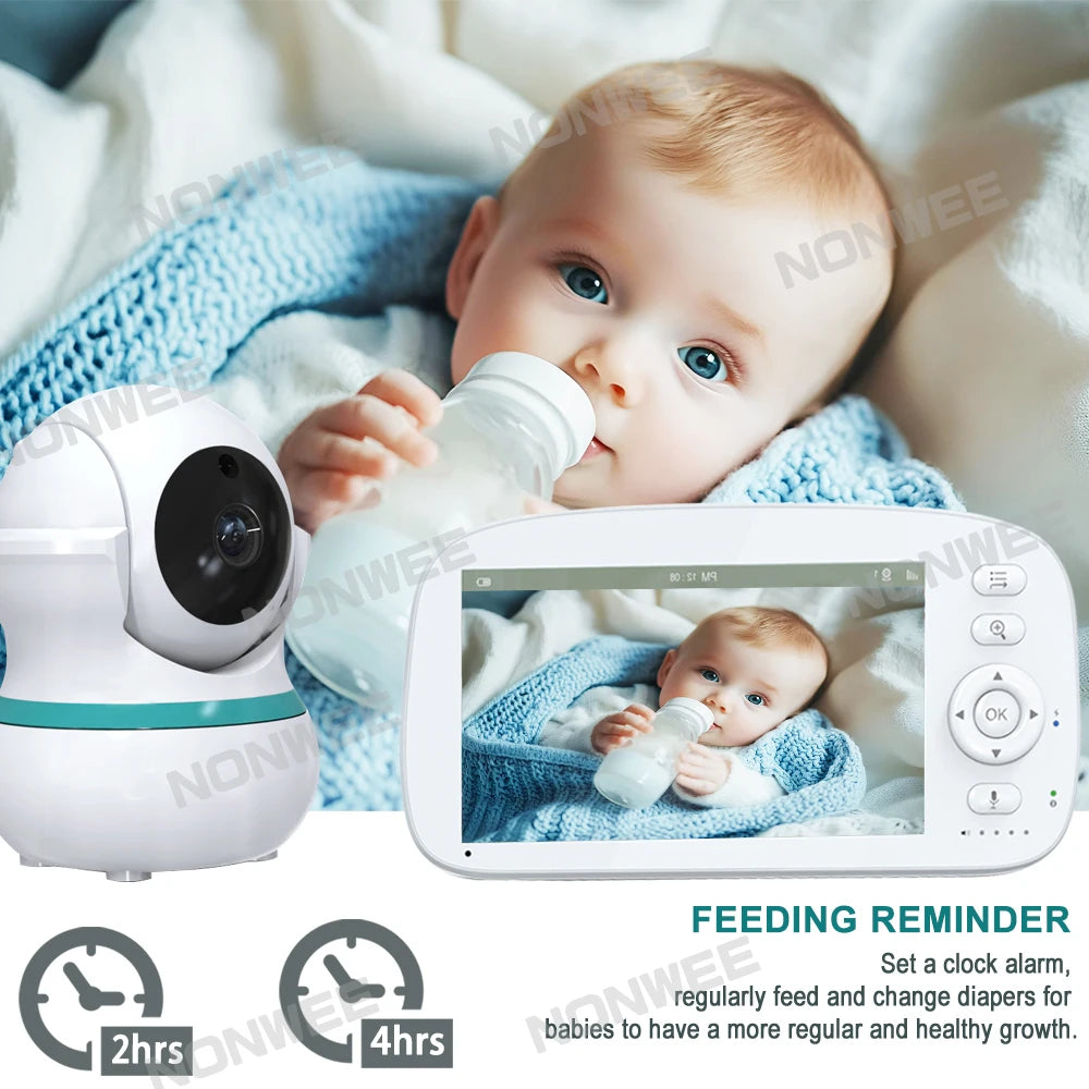 5" HD Baby Monitor | 2.4G FHSS, 5000mAh 35H | Temp Alert, VOX, 360°PT | 2WT, NV – CE/FCC