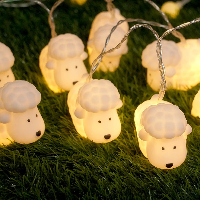 New LED Rubber Coated String Lights for Kids Room Decor-Cute 3D Sheep Animal Shaped Night Light,Birthday Nursery Wall Decoration