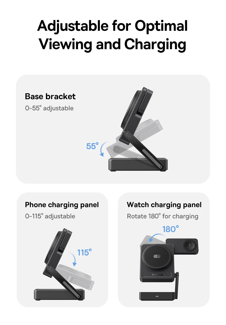 Baseus 3 in 1 Magnetic Wireless Charger Qi2.2 35W Fast Charging for IPhone 17 16 15 14 IWatch Earbuds AirPods Pro IWatch