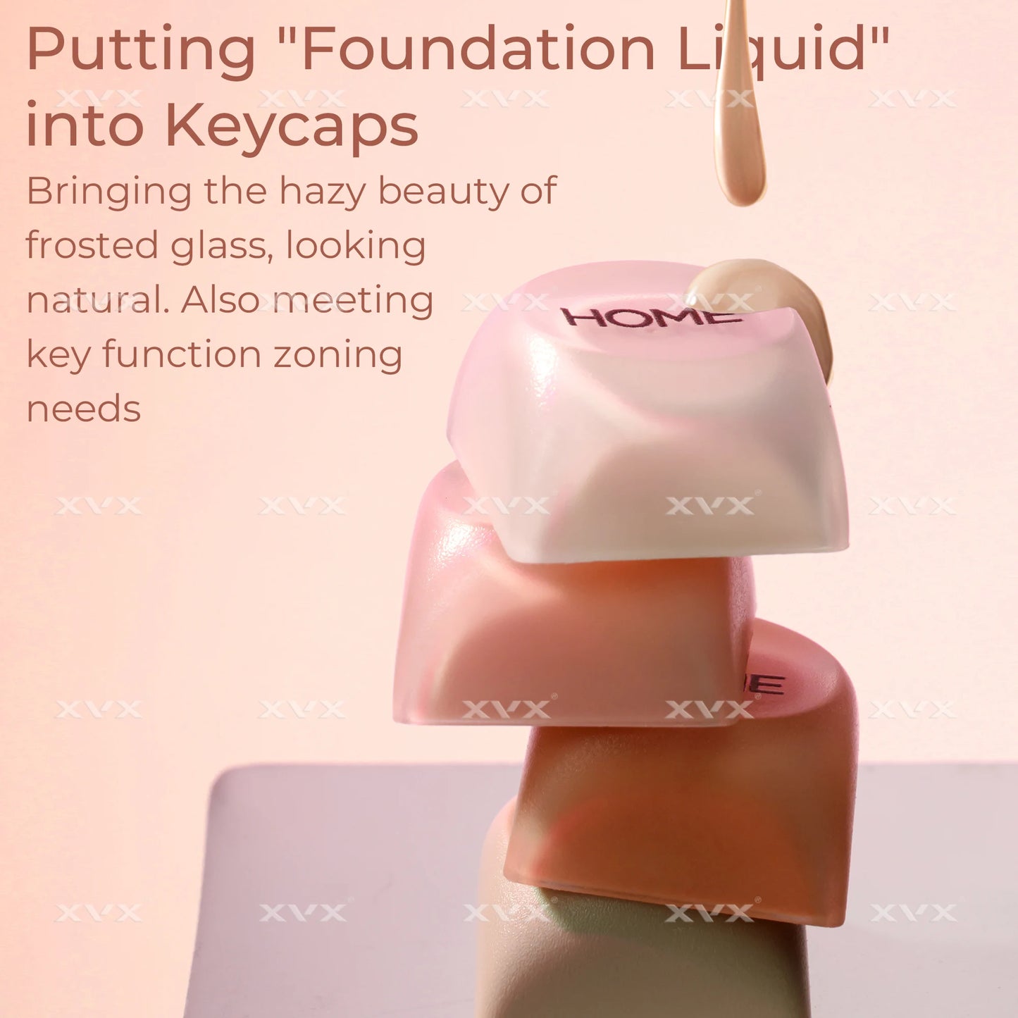 XVX Pink Keycap Clear 132 Keys Dye Sublimation Pbt+Pc HOA Profile Foundation Key Cap for Mechanical Keyboard 75% Keycaps