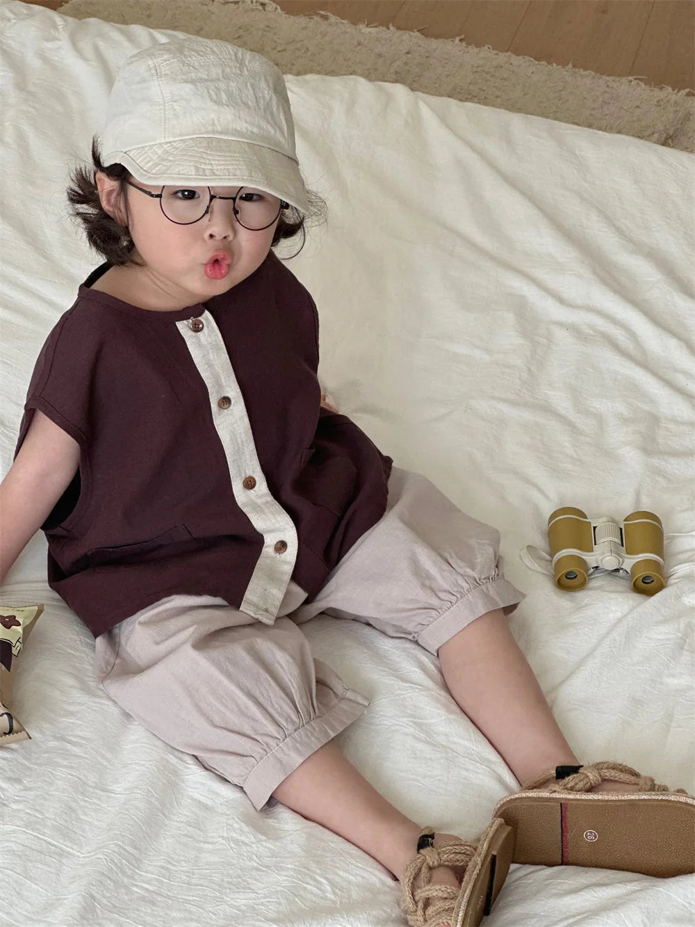 Boys Pants 2025 Summer New Childrens Clothing Korean Fashion Boys Baby Cotton Pure Color Bundle Feet in The Pants Casual Simple