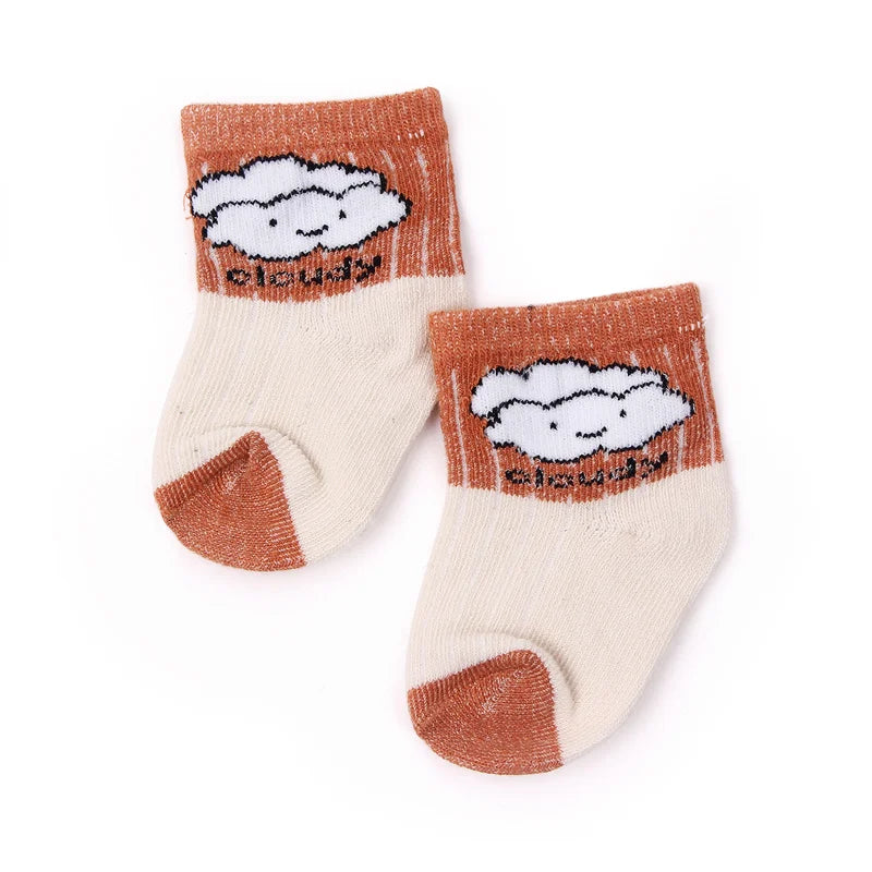 7 Pairs Set for Baby Socks Soft Cotton Cute Animal Smile Face Spring and Autumn for 0-6 Months Toddler Boys and Girls W0040W0052
