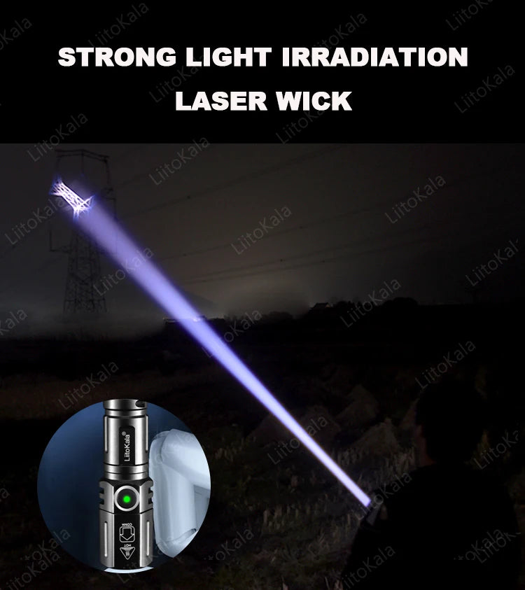 LiitoKala LF-536 LF-535 LED white laser Mini Flashlight 16340 700mAh Rechargeable Battery