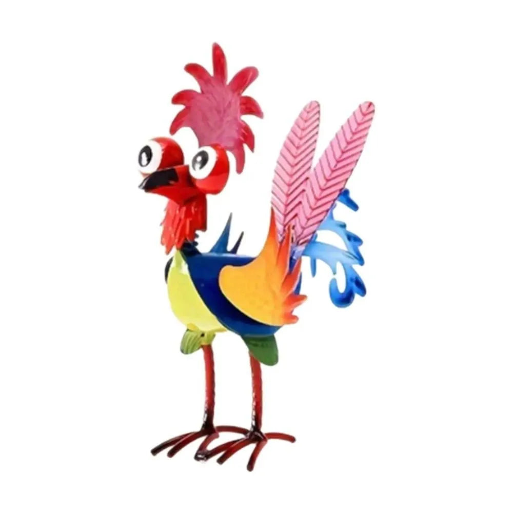 Funny Outdoor Decoration Garden Rooster Statues Yard Art Iron Chicken Sculpture Miniature Rustproof Cockerel Figurines for Home