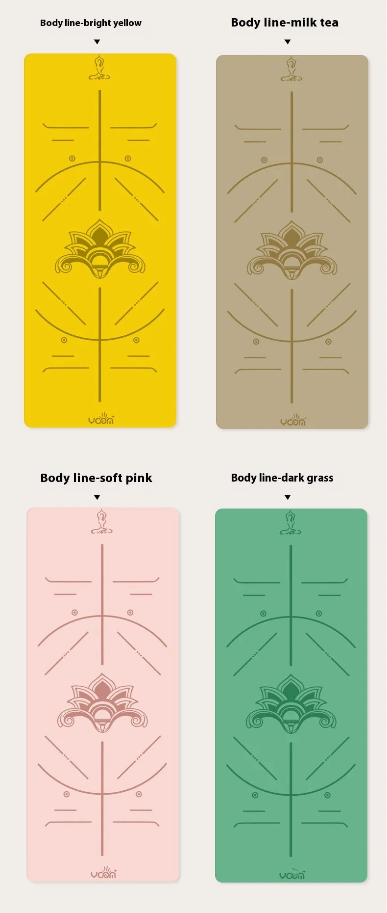 ‌PU & Natural Rubber Yoga Mat - Women’s Anti-Slip Fitness Mat with Laser Alignment Lines, Extra Thick & Durable Premium Edition‌