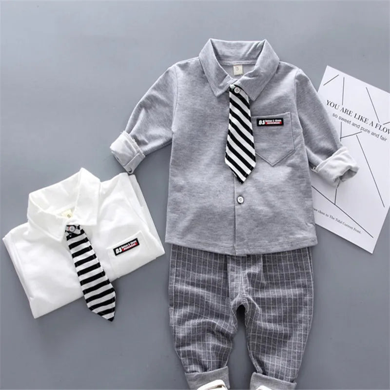 Lawadka Baby Boy Clothes Sets Long Sleeve Tie T-Shirt +Pants 2Pcs Outfits Cotton Sport Suit For Boy Clothes Spring Autumn 6M-3Y