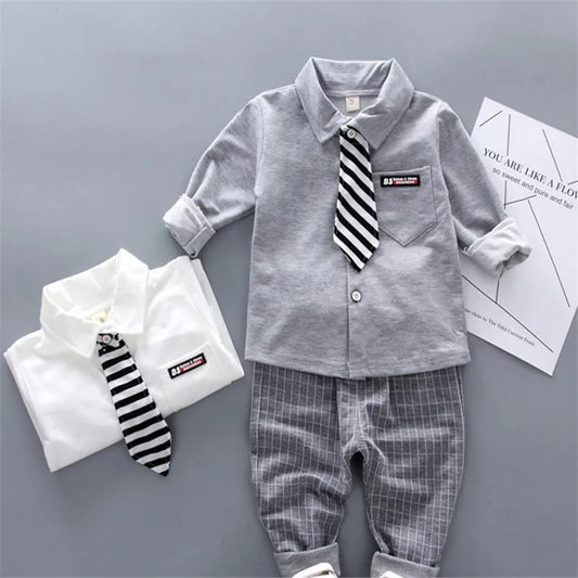 Lawadka Baby Boy Clothes Sets Long Sleeve Tie T-Shirt +Pants 2Pcs Outfits Cotton Sport Suit For Boy Clothes Spring Autumn 6M-3Y