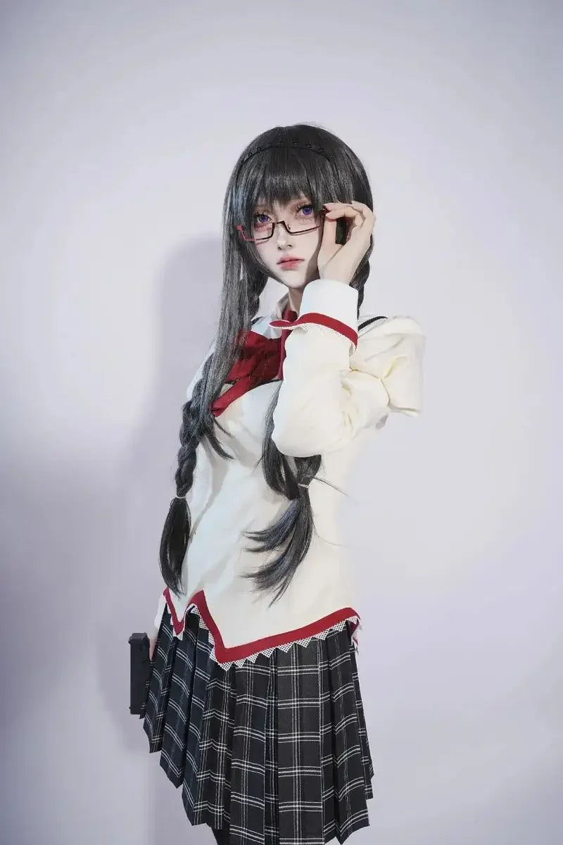 Halloween  Cosplay Costume Anime Madoka Magica Girl Outfit Halloween Party Dress School Uniform Roleplay