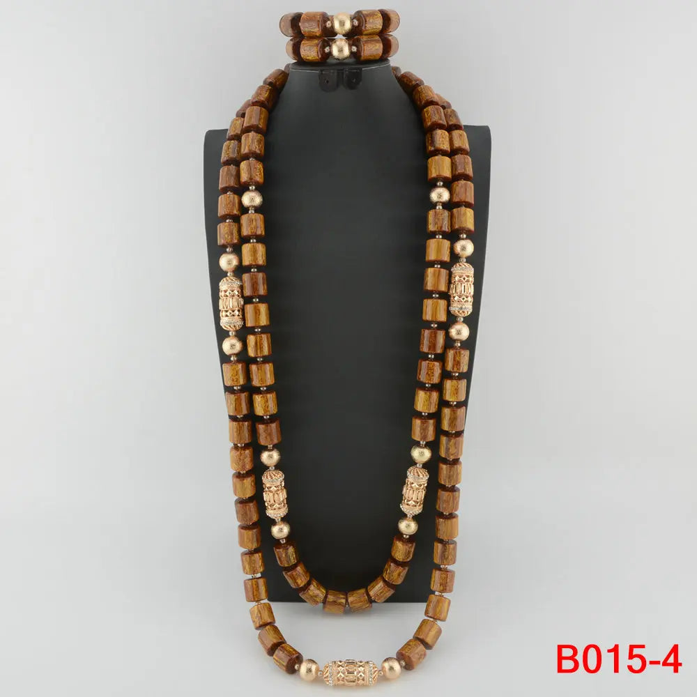 High Quality 2 Layers Artificial Coral Bead African Wedding Jewelry Set Women Necklace Nigeria Bride Party Gift