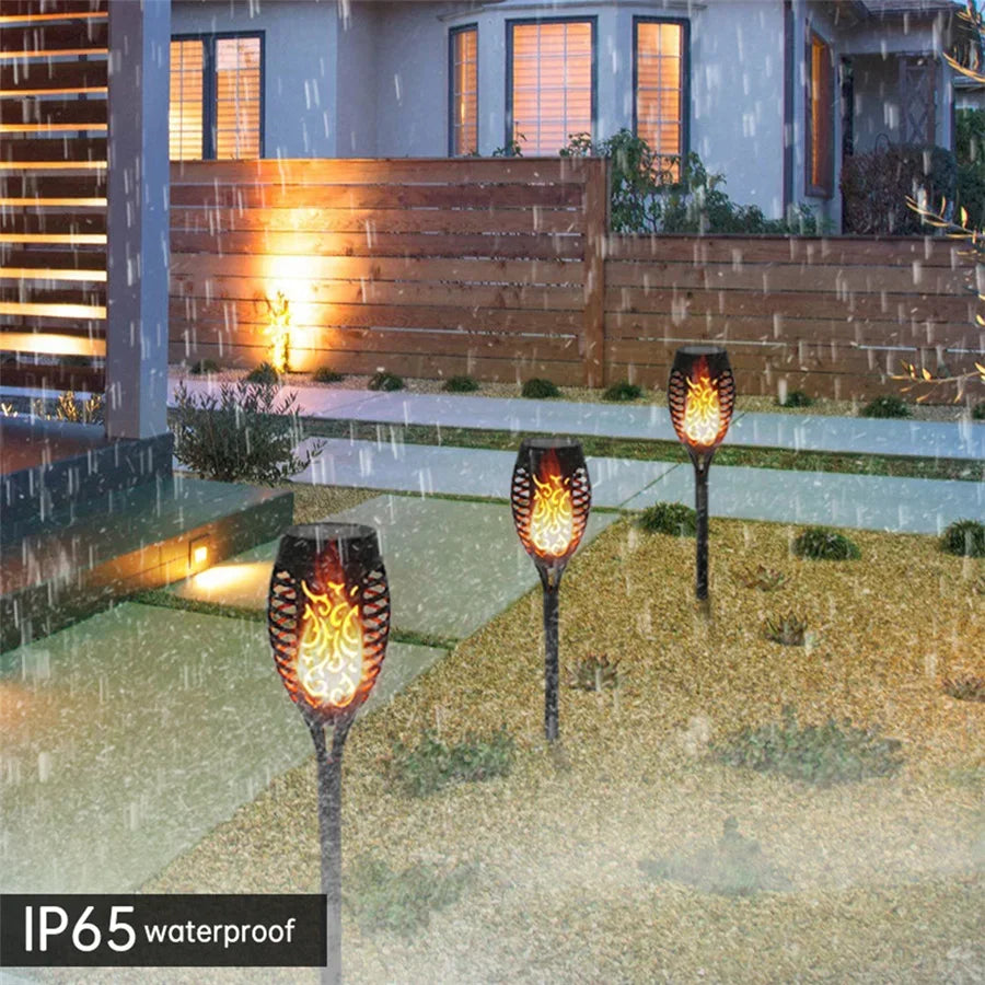 TIRVOSE 12LED Solar Garden Light Flickering Flame Landscape Lawn Lamps Waterproof Patio Lights Path Lighting Outdoor Solar Light