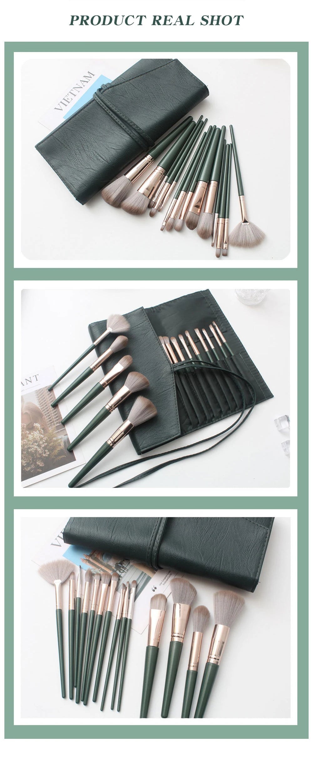 KLINA 14Pcs Makeup Brushes Soft Makeup Tools Cosmetic Powder Eye Shadow Foundation Blush Blending Detail Eyebrow Lip Beauty