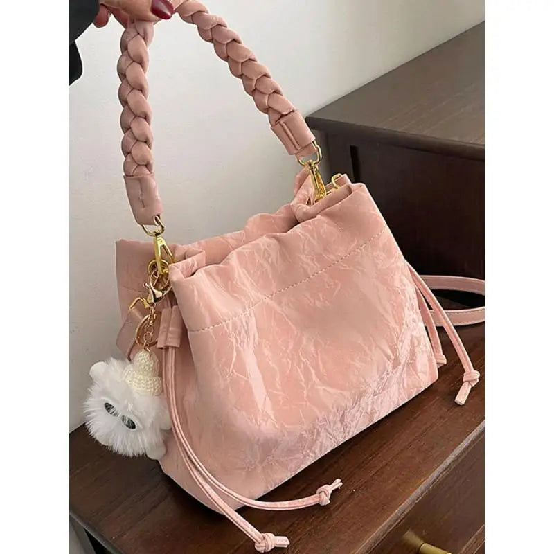 Women Tote Bags Sophisticated Medium Bucket Bag Pu Women'S Bucket Bag Stylish Crossbody Handbag For Short Travel Daily Commuting