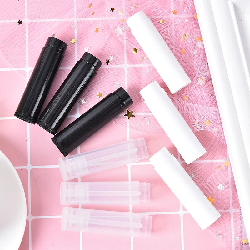100pcs Clear Black White Balm Tube Container With Cap Cosmetic Sample Container 5ml Diy Empty Lipstick Bottle Lip Gloss Tube Lip