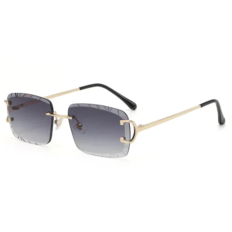 Fashion Square Sunglasses Vintage Women Men Frameless Sun Glasses Rimless Retro Luxury Brand Designer Eyeglasses UV400 Travel