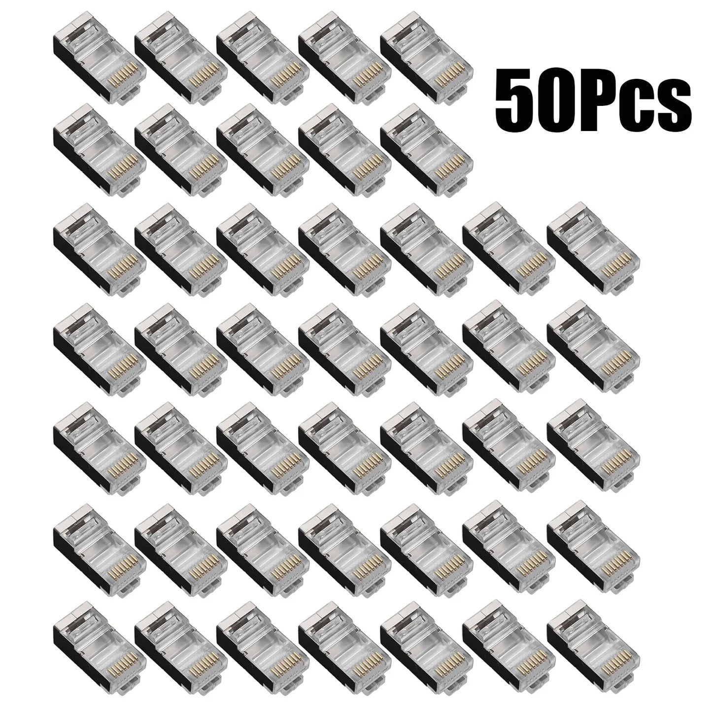 RJ45 Connectors Pass Through CAT6 CAT5 Shielded Crystal Head Gold Plated 8P8C Ethernet Modular Plugs Cable Crimp Connectors