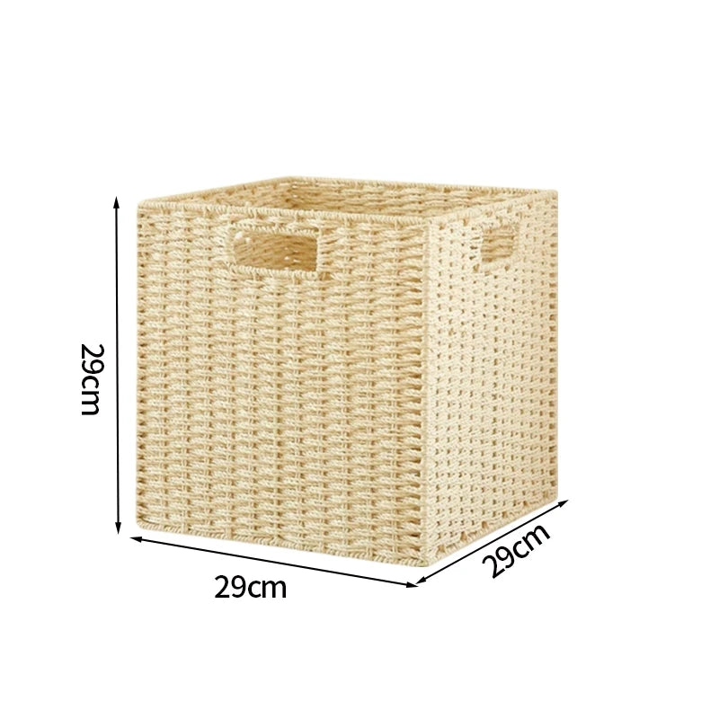 Home Woven Storage Basket Large Capacity Laundry Baskets Sundries Wardrobe Closet Organizer Clothes Toys Decor Panier Rangement