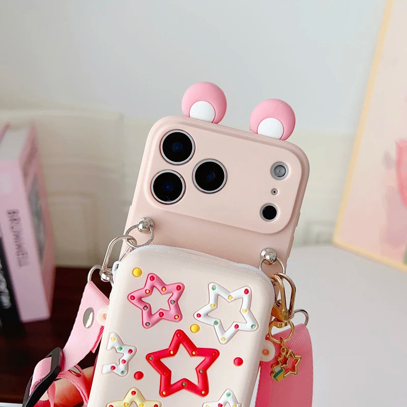 For iPhone 17 16 15 14 13 12 11 XR Xs 6 6s 7 8 SE Pro Max mini Plus e Tulip Star Wallet Case With Accessories