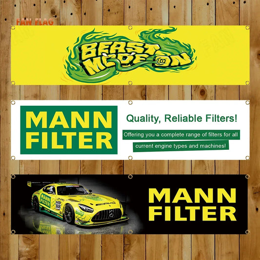 60x240cm Mann Filters Auto Parts Banner Flag Polyester Printed Garage or Outdoor Decoration Tapestry