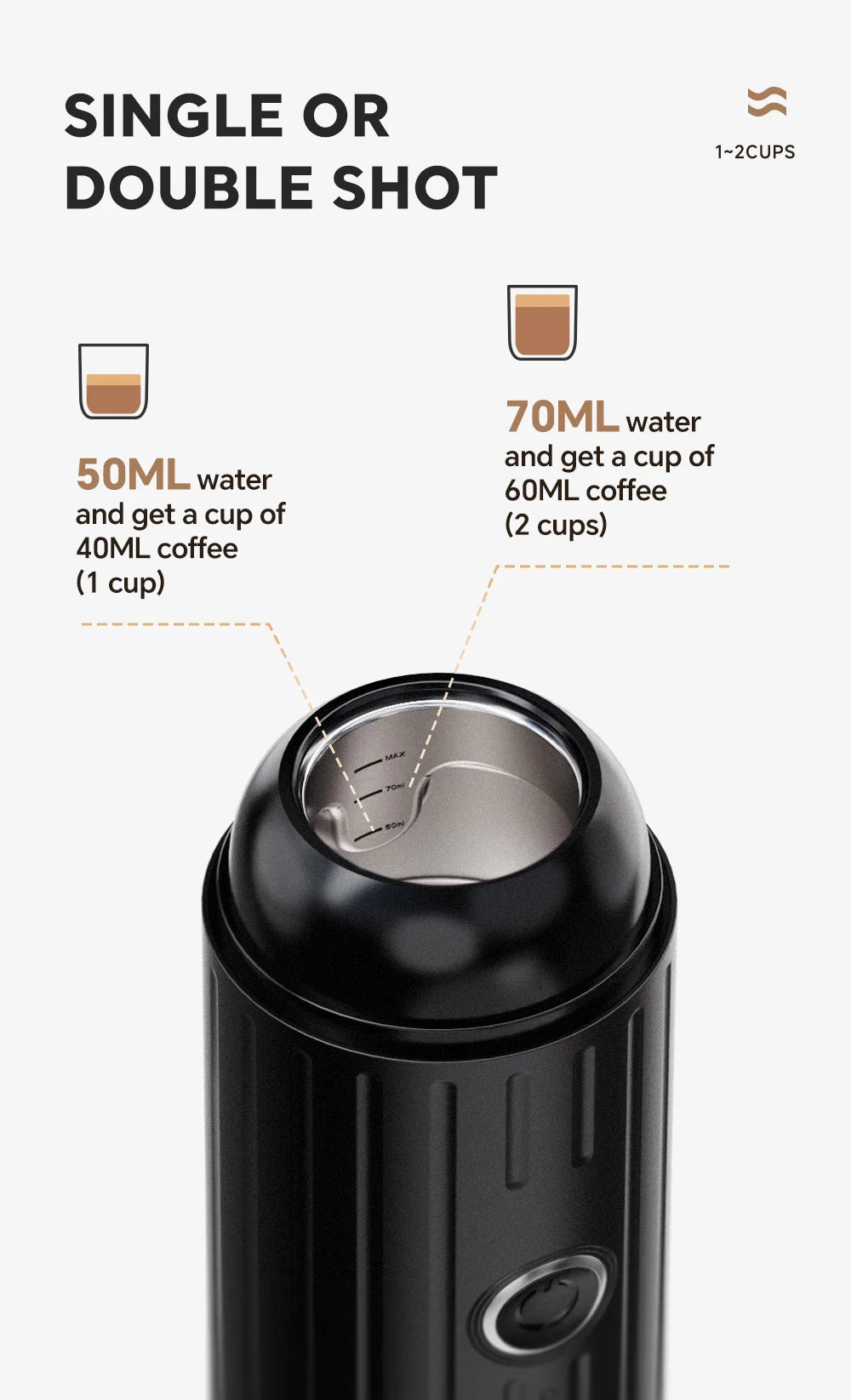 Wireless Portable Heating Espresso Machine Coffee Maker Rechargeable Concentrated Extraction Coffee Machine for Travel Office